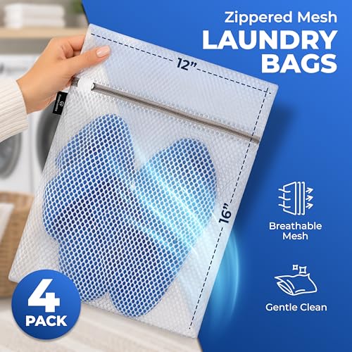 Handy-Laundry-Zippered-Mesh-Bags-4-Pack-12x16-Honeycomb-for-Delicates-4-Pack-Zippered-Honeycomb-Mesh-Bags-12x16-Machine-Washable-for-Lingerie-Socks-Underwear-Delicates-Wash