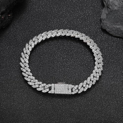 Lab Grown Diamond Tennis Bracelet for Men and Women, D Color VVS1 Clarity Moissanite Tennis Bracelets, 14K White Gold Plated S925 Sterling Silver Bracelet, Hip Hop Bracelets4