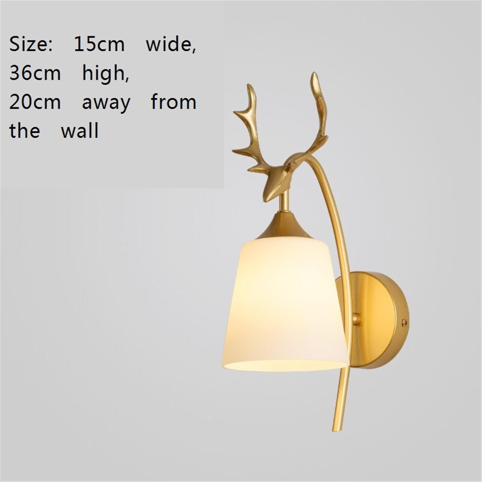 Sypialnia Golden Deer Head Iron Wall Sconce Frosted Glass Lamp