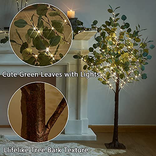 Fudios Lighted Trees Indoor 4 Ft 160 Led Eucalyptus Wedding Artificial Tree With Lights Outdoor Fake Plant For Christmas House Decor Plug In #TOP2