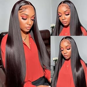 Straight Lace Front Wigs Human Hair 13×4 HD Transparent Lace Front Wigs Glueless Wigs Human Hair Pre Plucked with Baby Hair 180% Density Lace Frontal Wigs for Black Women Natural Color (20inch)