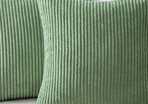 Seechoo Corduroy Cushion Covers, Set of 2, 45 x 45 cm, Striped, with Invisible Zipper, 18 x 18 Inch (Sage Green) - Image 3