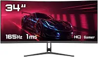 Monitor Gamer 34" Curvo 1ms, 165Hz, UltraWide (QHD) - 3440x1440 AMD FreeSync, HDMI, DP, HQ Premium HQ34C16 Bivolt