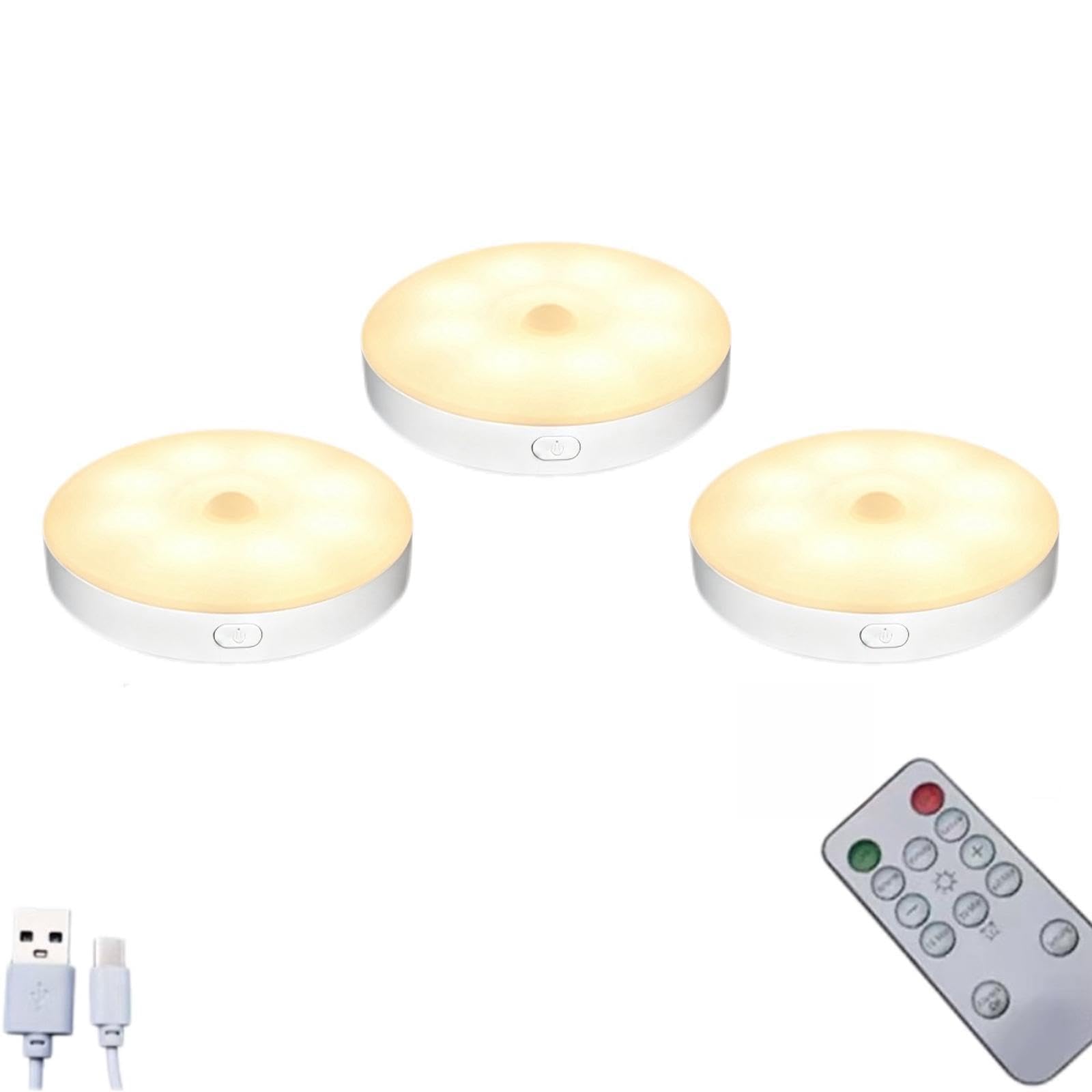 Tsophreniq Battery Operated Warm White LED Puck Light with Motion Detection for Wardrobe LED Puck Light with Motion Detection for Wardrobe