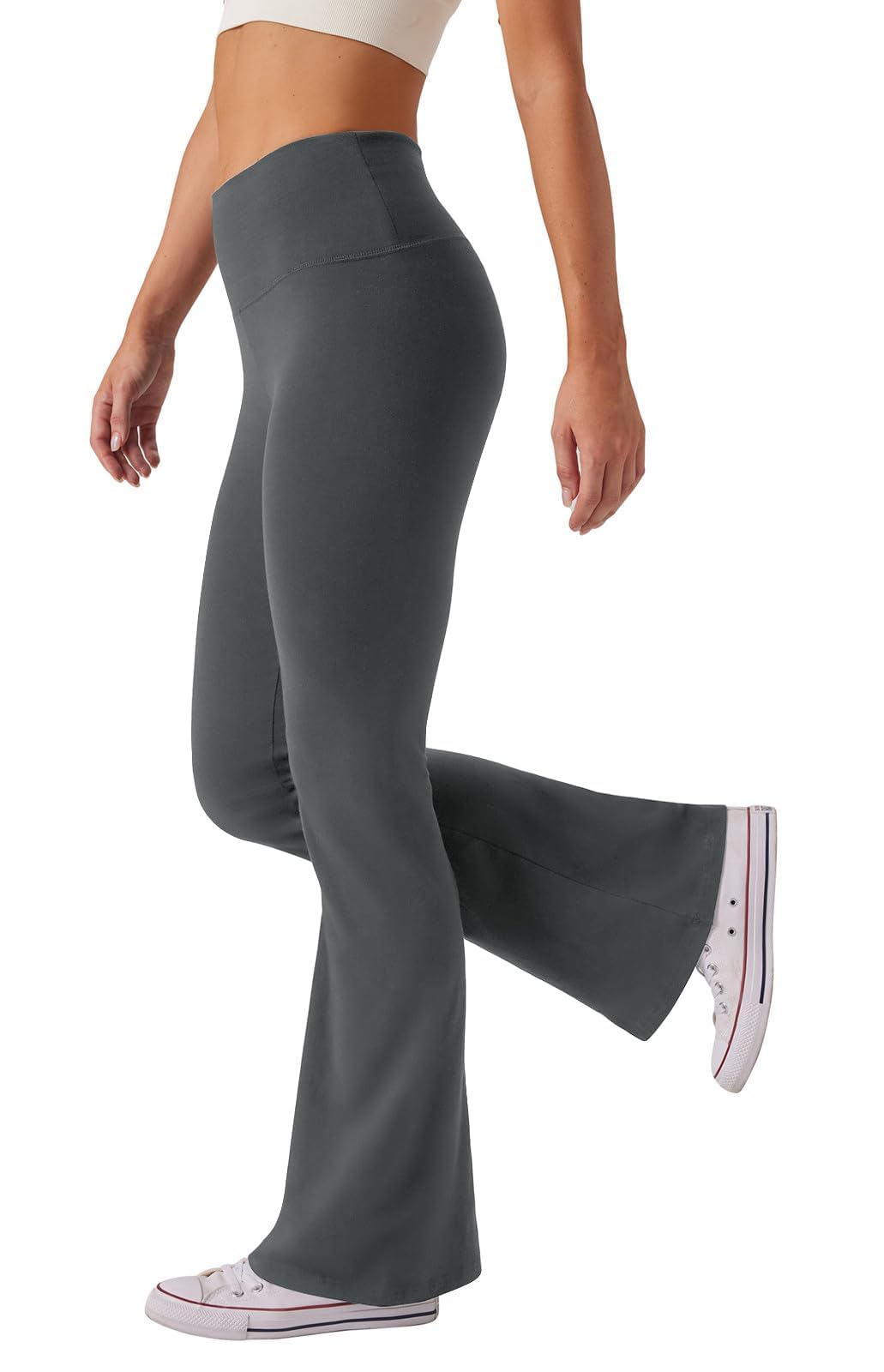 Glacspyg Pantalones de Yoga Pantalones de Campana de Cintura Alta para Mujeres Entrenamiento Abdominal Pantalones de Carrera Casuales Elásticos