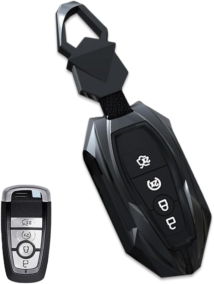 Zinc Alloy Key Fob Case Cover Holder Shell Compatible for Ford Escape F150 Bronco Explorer F250 Mustang F350 Edge Fusion 2018-2023(Gray)