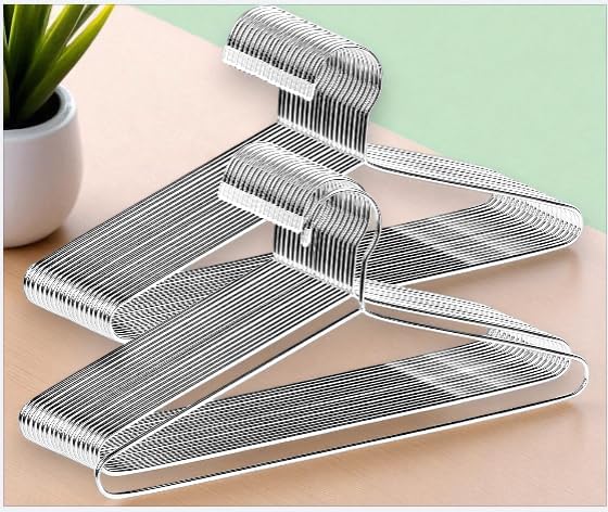 Heavy Duty Stainless Steel Clothes Hangers 15 inch – Non Slip, Space-Saving Wardrobe Organizers Hangers for Clothes Hanging for Suits, Sarees, Shirts, Pants & Non Slip Grooves (PECK of 24)-image-22