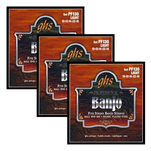 GHS 5-String Banjo Strings (Pack of 3 Sets)