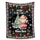 Personalized Christmas Baby Blanket for Girls Boys - Custom Santa Claus Blanket with Name for Toddlers and Kids - Sherpa Xmas Throw Swaddle Decor - Birthday Gift