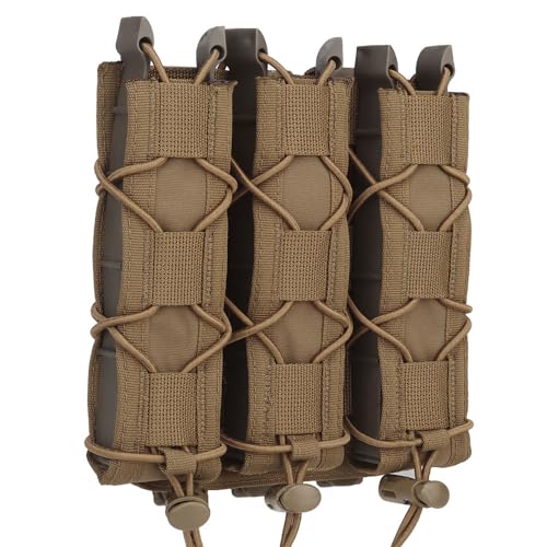 GYDEHUTJ Triple Extended MP5 MP7 Mag Pouch, 3 Molle Long 9mm Tactical Magazine Holster Quick Pull Flashlight Holder Belt Vest Mount