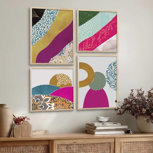 Image of Kotart Paintings Set of 4 Framed Paintings for Wall Decoration - Framed Wall Posters /Paintings for Living Room Bedroom with Frame - Big Size Wall Paintings /Hangings Set of 4 (Art 10, Big (13x17 or 13x13 inch))