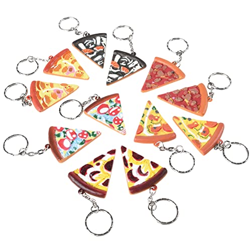 U. S. Toy Pizza Keychains for Kids, Assorted Styles and Colors Backpack Key Chains Styles, Organize Fun Keys on Keyholder, Lot of 12, Party Favors and Toys for Kids 3-5