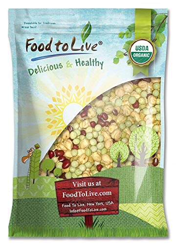 Organic Crunchy Mix of Sprouting Beans, 15 Pounds - Non-GMO, Kosher, Non-Irradiated, Vegan, Raw, Dried, Bulk - Organic Green Peas, Organic Adzuki, Organic Lentil, Organic Garbanzo