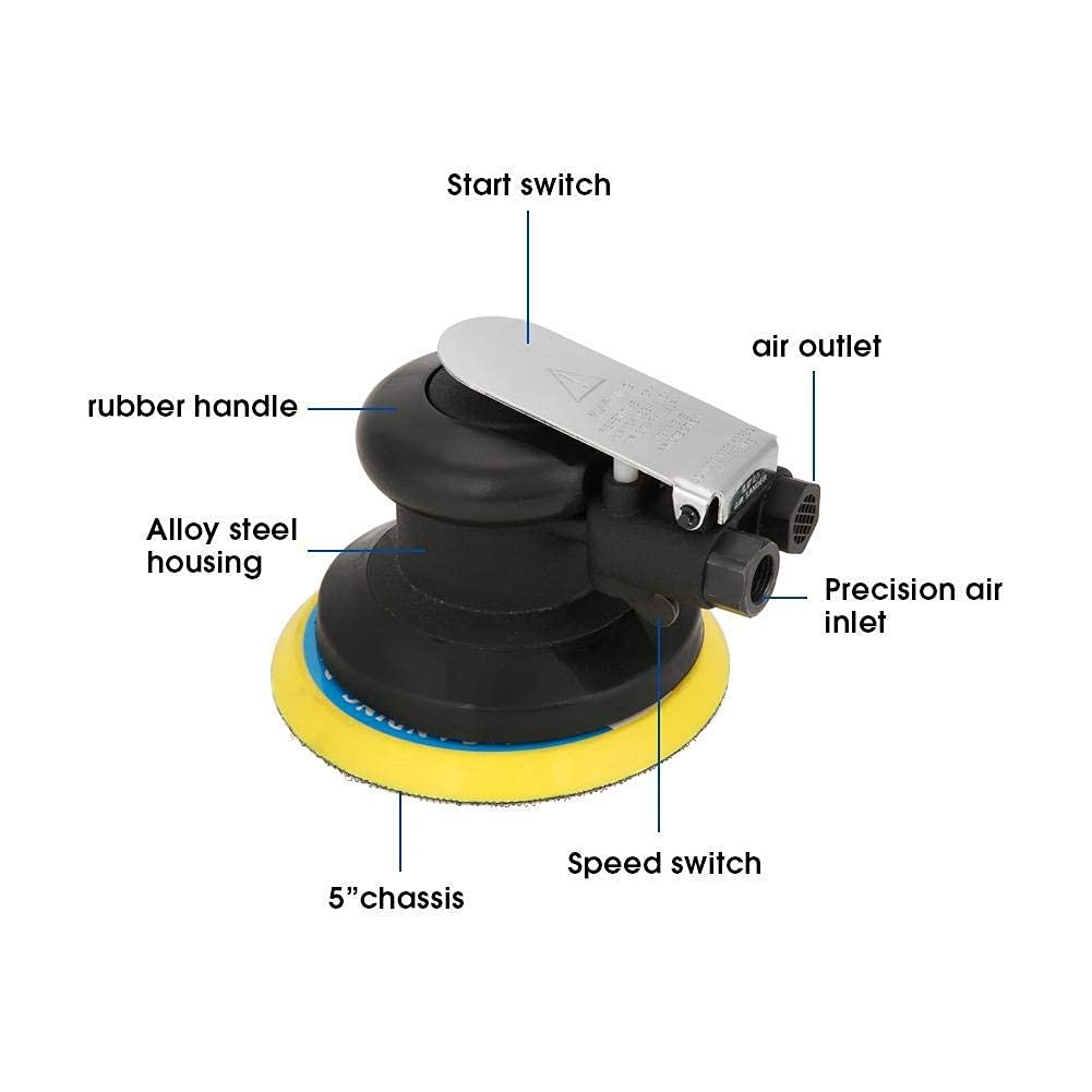 Air Random Orbital Sander, 0.25HP, 5 In, Mfr: 59020-A
