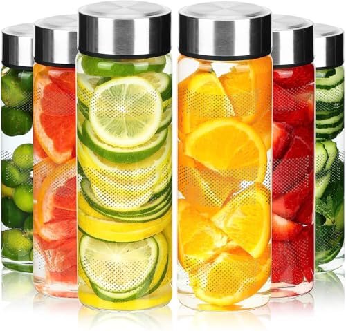 Image of Wide Mouth Glass Water Bottle with Leak-Proof Airtight Stainless Steel Lid for Water, Juices With long Cap - 750ml (Set Of 4)