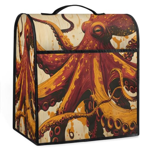 Coffee Maker Cover Ocean Animal Octopus Vintage Kitchen Appliance Covers Small Appliance Covers Blender Cover Juicer Cover Dust Covers for Kitchen Appliances with Top Handle and Pockets,Washable,B31