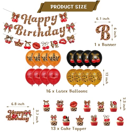 Image of Cheetah Cherry Red Lips Birthday Decorations