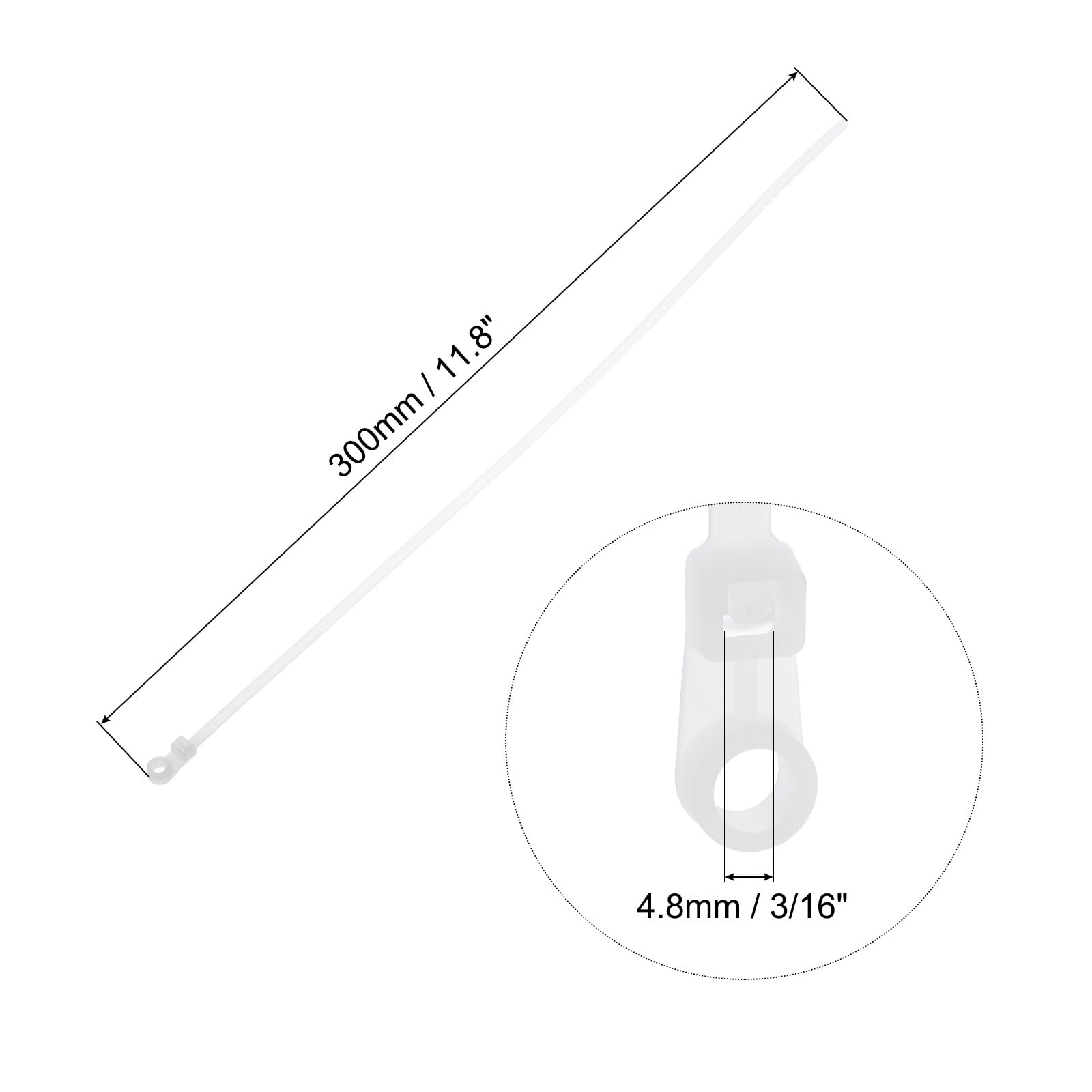 QUARKZMAN 250pz 300mm/12" 48 Lbs Montaggio Testa Cavo Cerniera Fascette Autobloccante Lungo Nylon Cavo Fascetta 4,8mm/3/16" Fascette per Cavi Gestione Bianco