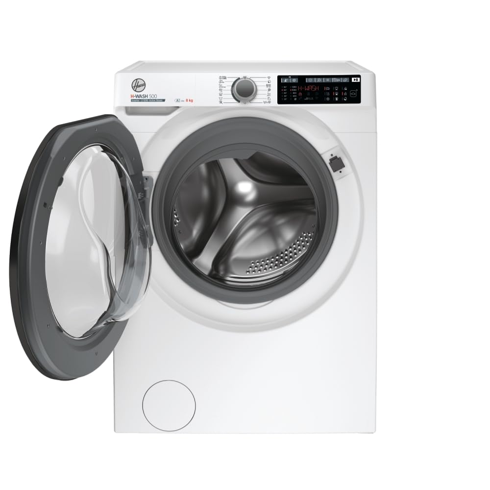 Hoover HW 28AMC71-S, H-WASH 500, lavadora, 8 kg, 1200 rotaciones, conexión Wi-Fi+BLE, instalación gratuita, onconectividad, inversor de termotor, HxWxD (85 x 60 x 53 cm), color blanco, clase de