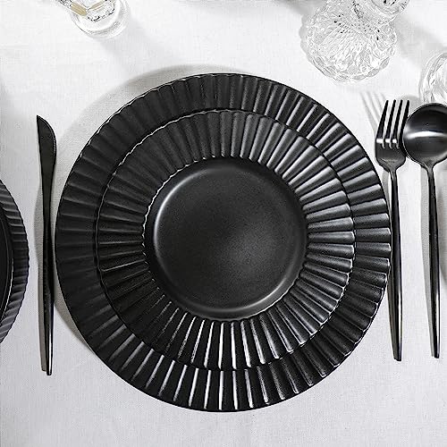 Image of Christian Siriano Lusso 16-Piece Dinnerware Set Stoneware, Black