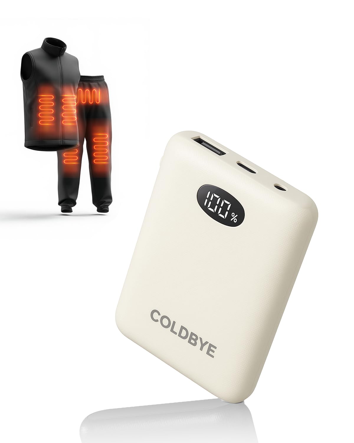 ColdBye 7 4V 5V Battery Pack for Heated Vest Ultra-Small 10000mAh Power Bank for Heated Jacket with LED