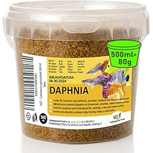 UGF – Premium Daphnia Wasserflöhe, 500 ml (80 g) Eimer, Getrocknet Fischfutter Aquarium, Aquarium Futter, Snacks für Zierfische