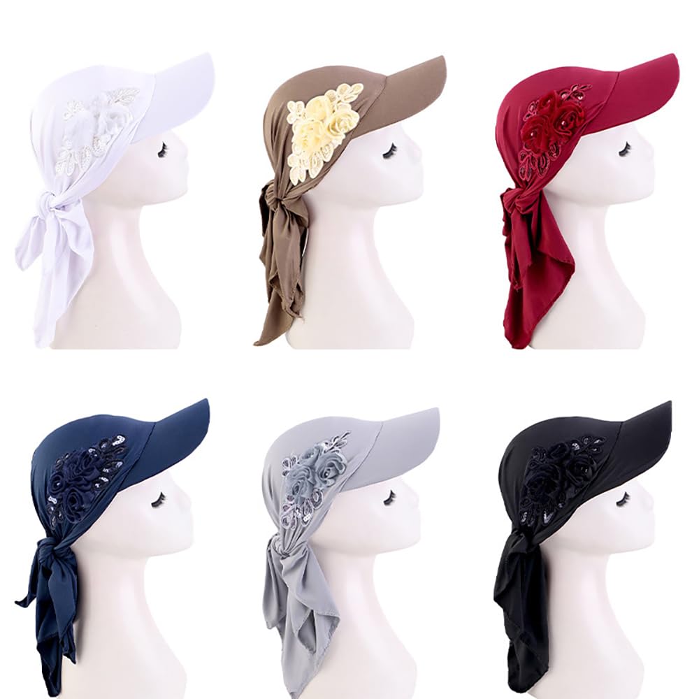 Pluto & Fox Turban pour Femme Casquette avec Visière Foulard pour Tête avec Ornement De Fleur Casquettes De Baseball pour Soleil