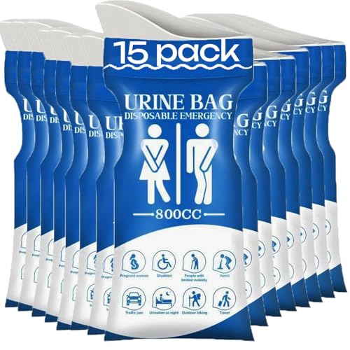 15 Pezzi Orinatoio Portatile Donna,WC Da Auto,Wc Portatile Sac,800ml Urinatoio Femminile Portatile,Pappagallo Urina Uomo Adatto a Uomini,Donne Incinte,Pazienti,Bambini,Viaggi,Auto,Campeggio,Escursioni