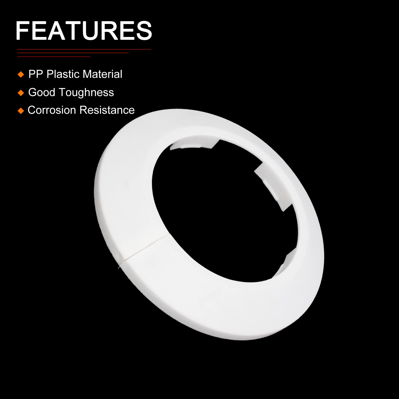 DTGN 100x13mm(DxT) Pipe Cover Decoration - Good for Bathroom Kitchen 63mm Dia Pipe - PP Plastic Escutcheon - White - Image 3
