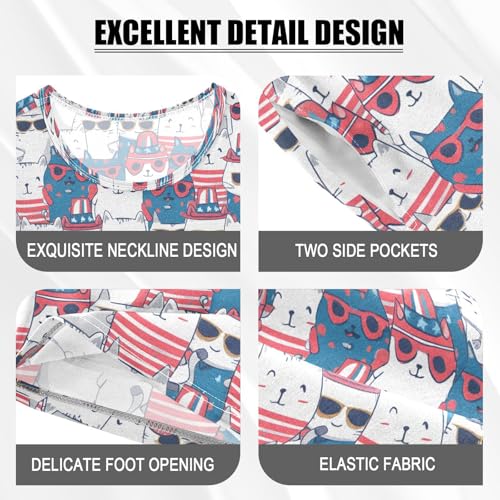 ALAZA Cool Cats Pajama Set Short Sleeve Sleepwear Soft Lounge Nightwear4