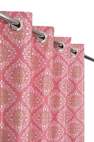 Image of Polyester Nexus Design Printed Room Darkening Window Curtains 6 Feet Set of 2 | Blackout Curtains for Bedroom Living Room Decor - Pink