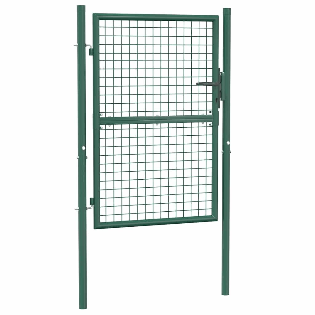 vidaXL Fence Gate Lockable Garden Patio Deck Outdoor Backyard Yard Entrance Entry Panels Barriers Fencing Doors Steel 100x125cm Green