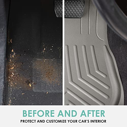 Image of FH Group Faux Leather Deep Dish Car Floor Mats - Trim-to-Fit, Universal Fit Full Set Automotive Floor Mats for Cars, SUVs & Trucks, Durable All-Weather Interior Protection, Gray