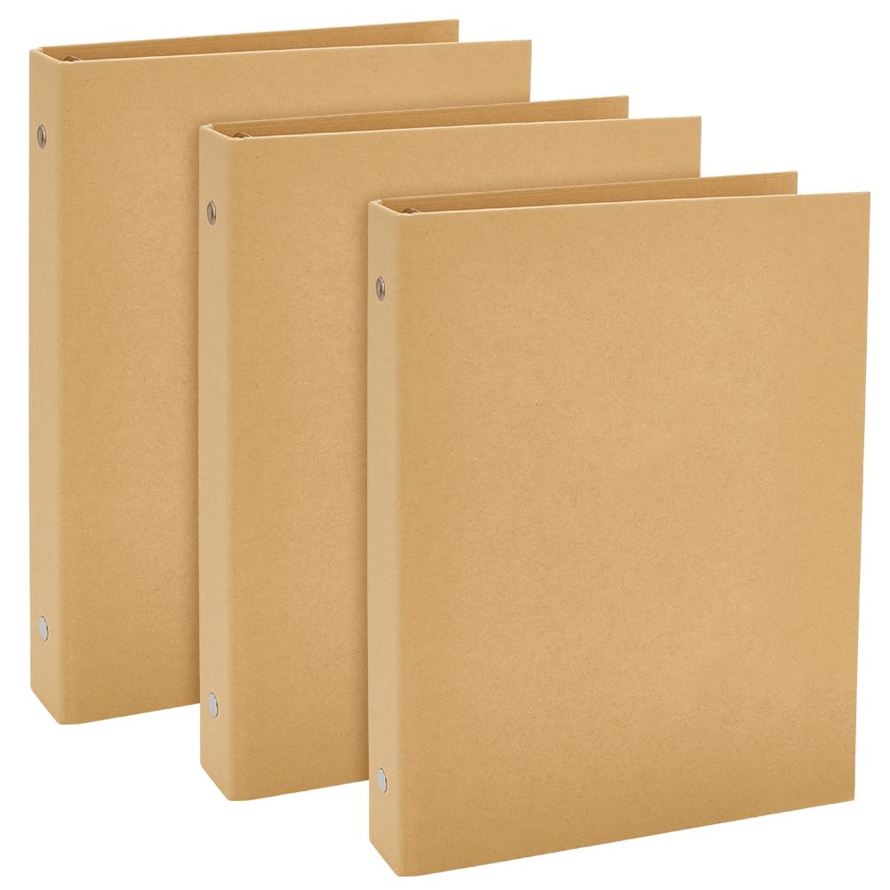 WEBEEDY 3 raccoglitori a 6 anelli in carta kraft, formato A5, ricaricabili, per fogli A5, per ufficio, riunioni, viaggi, cancelleria, 17 x 23 cm