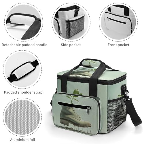 Sac fourre-tout de camping imprimé bourgeons verts avec fermeture éclair