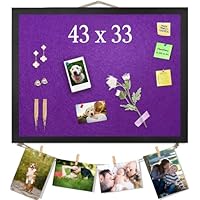 Purple Bulletin Board Cork Boards with Felt, 43x33cm Small Display Pin Board Vision Board for Walls, Jewelry, Notes, Collection, Photos, Office, Black Framed and Purple Felt Board, 1pc, UK