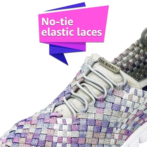 Image of Zee Alexis Women's Danielle Sneakers | Breathable Lightweight Flexible Casual Comfortable Slip-On No-Tie Elastic Laces Woven Shoes