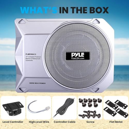 Pyle 10-Inch Low-Profile Amplified Subwoofer System - 900 Watt Compact Enclosed Active Marine Underseat Car Subwoofer with Built In Amp, Powered Car Subwoofer w/ Low & High Level Inputs by Pyle - Image 6