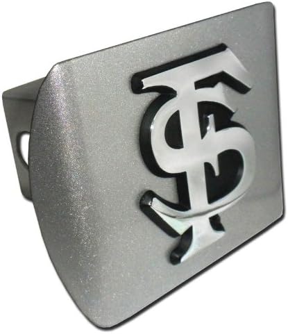 Florida State Seminoles "Brushed Silver Finish with Chrome FS Emblem" " Trailer Hitch Cover Fits 2 Inch Auto Car Truck Receiver with NCAA College Sports Logo