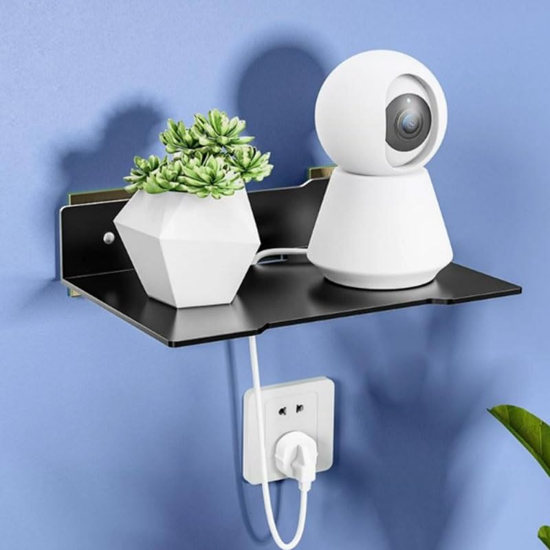 Projector Stand Wall Mounted Tray Hole Free Router Camera Storage Rack(14.5 * 12 * 6CM) image 2