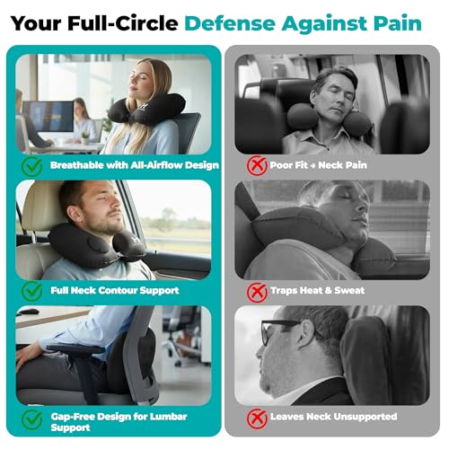 Almohada inflable de viaje con soporte lumbar y accesorios miniatura 7