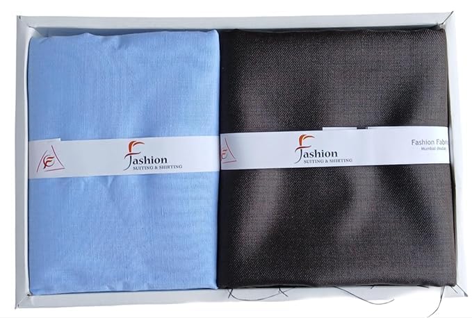 its' fashion impact Men's Luxury Unstitched Shirt Pant Fabric Combo – Blue Shirting & Grey 65% Wool 35% Viscose Suiting Fabric-picture-27