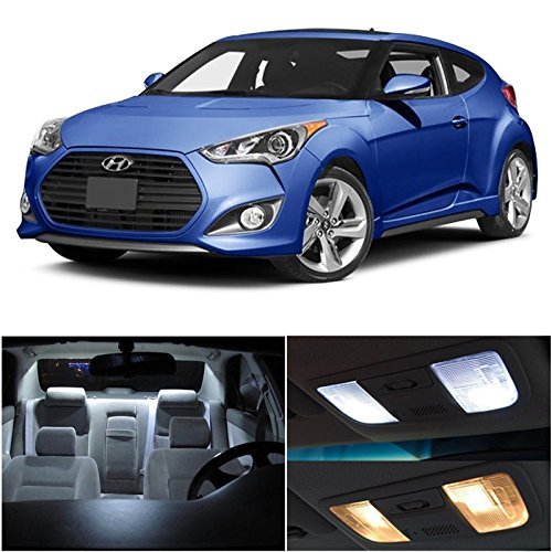 LEDpartsNow Interior LED Lights Replacement for 2011-2017 Hyundai Veloster Accessories Package Kit (8 Bulbs), WHITE