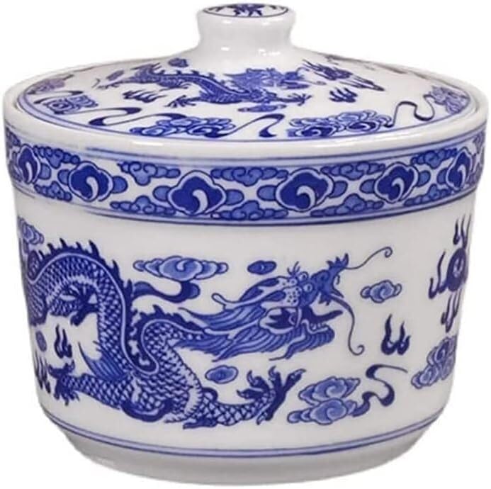Contenitore per lo zucchero, Zuccheriera in ceramica Barattolo portaoggetti blu e bianco Piatto for caramelle Condimento con coperchio