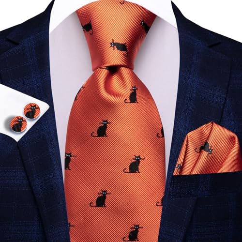 Image of Dubulle Silk Ties Set for Men Formal Paisley Striped Necktie Pocket Square Cufflinks 3PCS Sets Wedding Business Party