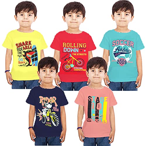 Image of Boys Chest Printed t Shirts Cotton Combo Pack of 5
