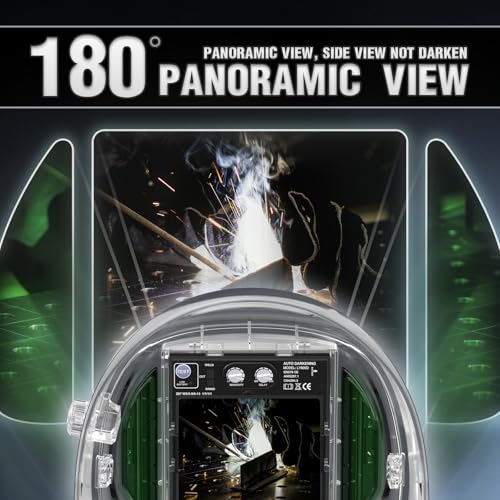 Image of YESWELDER Auto Darkening Welding Helmet with SIDE VIEW and LED, 180 Panoramic View, 1 /1 /1 /1 True Color Solar Powered Welder Hood, Wide Shade 3 /5-9 /9-13 Welder Mask for TIG MIG ARC CUT and GRIND