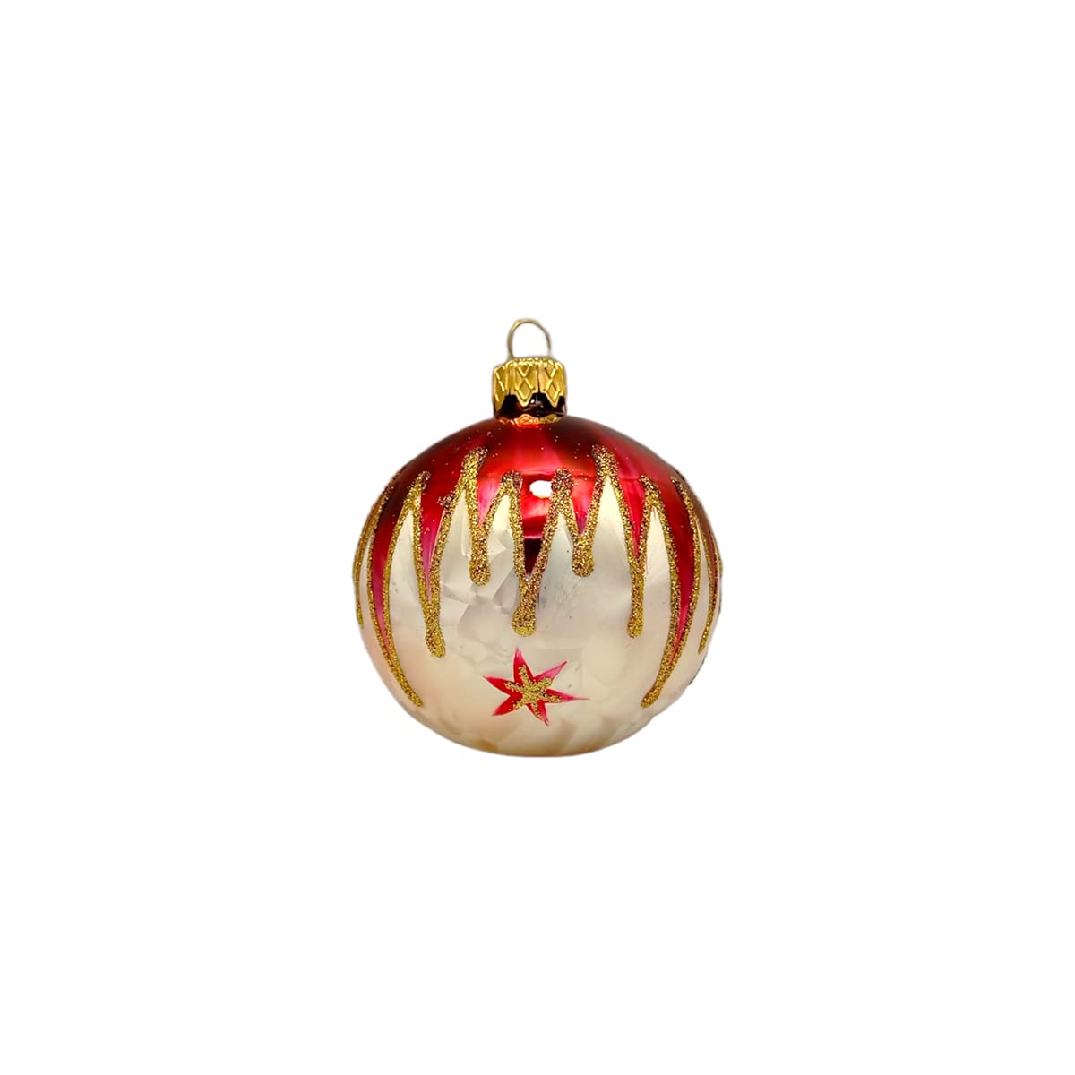 Christbaumschmuck 40-TLG.Set in Bordeaux -Rot und Eislack-Gold bemalt, Lauscha, Exclusiv