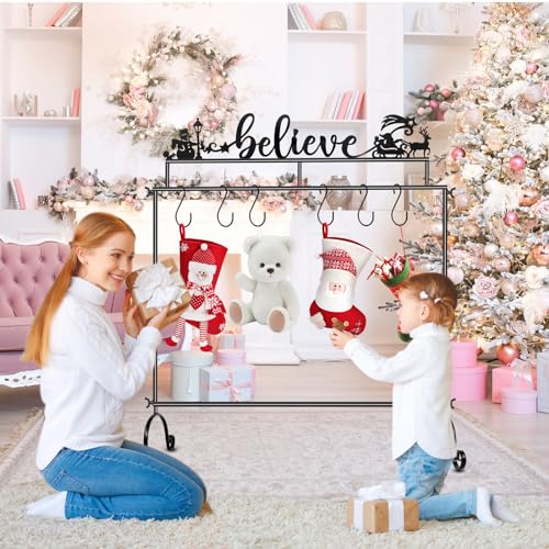 Mukum Christmas Stocking Holder Stand Hangers for Floor Metal Stocking Holder Freestanding Modern Christmas Stocking Holders with 7 Hooks Xmas Christmas Decorations by Mukum - Image 7