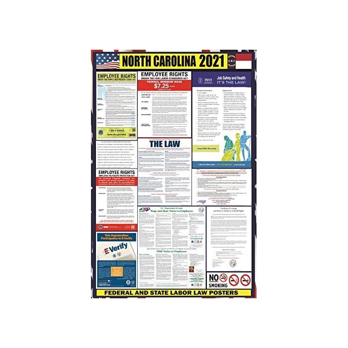 Buy 2022 North Carolina (NC) State Labor Law Poster State, Federal